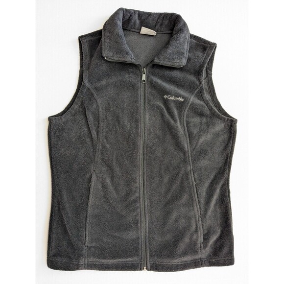 Columbia Full Zip Fleece Vest Women's Medium Black/Dark Gray - Picture 1 of 9